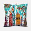 Cartoon Tree Graffiti Print Pattern Cushion Cover Home Living Room Sofa Decoration Square Pillow 45*45Cm