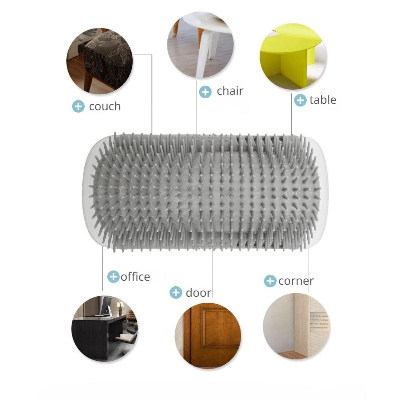 Softer Self Groomer with Catnip Wall Corner Massage Comb Scratcher Grooming Brush Tool for Long & Short Fur Kitten Cats Dogs