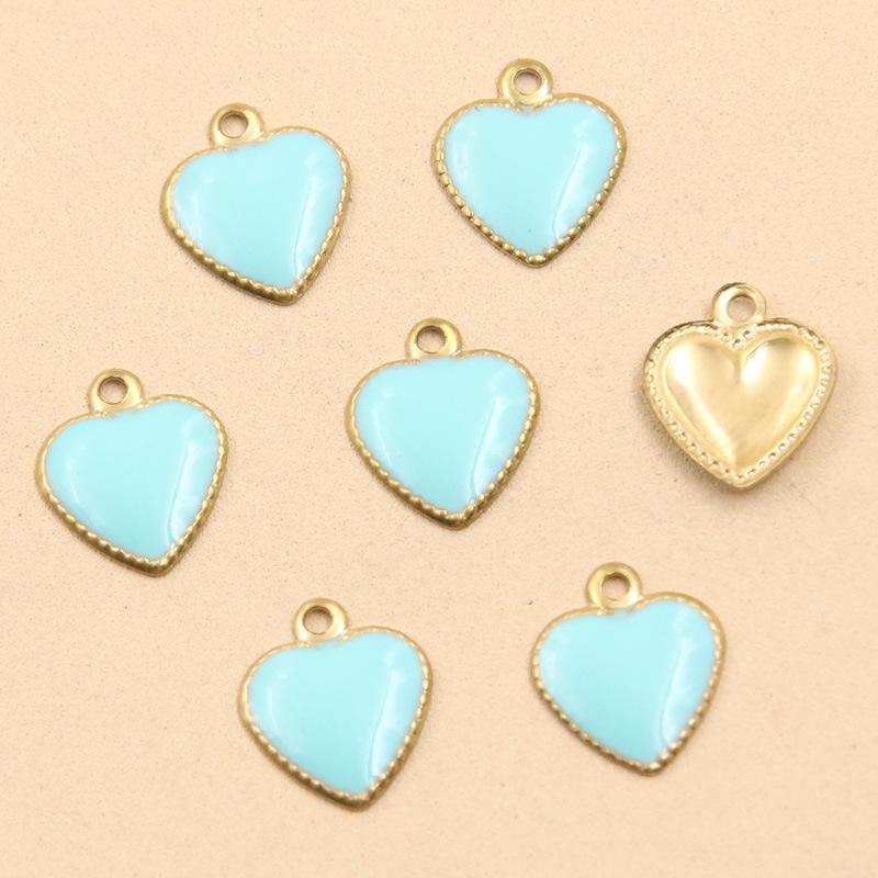 Heart-Shaped Enamel Lace Charms: 5 Colors, 8x9mm Stainless Steel