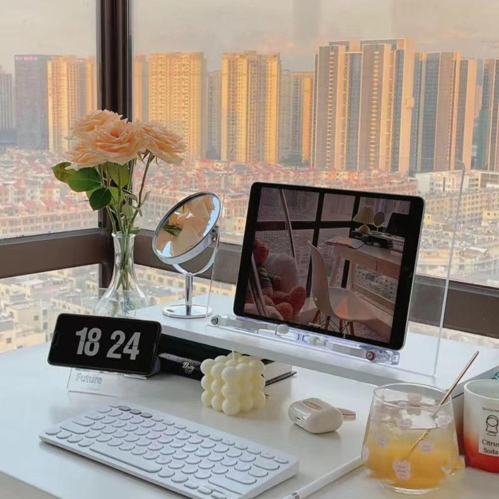

Multifunctional Acrylic Tablet Stand Adjustable Desktop Folding Holder Office B