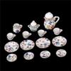 15 Piece Miniature Dollhouse Dinnerware Porcelain Tea Set   Plate Colorful Floral Print Miniature Ceramic Tea Set Teacup