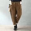 Autumn and Winter Women's Velvet Striped High Waist Radish Loose Solid Casual Harlan Fashion Elegant Pants