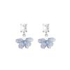 Cold Feeling Gradual Change Blue Broken Diamond Butterfly Earrings Female Unique Internet Celebrity Stud Earrings Temperament Earrings