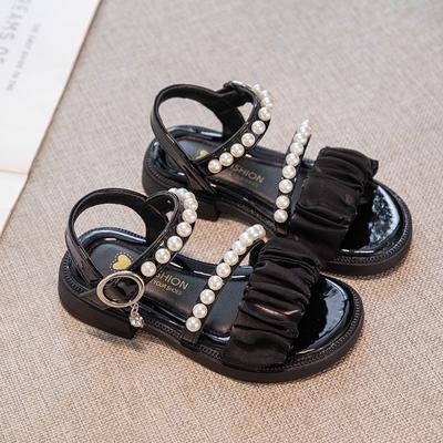 Mädchen Prinzessin Sandalen mit Perlen Kinder Ledersandalen für Party Hochzeit Mode Kinder Performance Schuhe Rutschfest