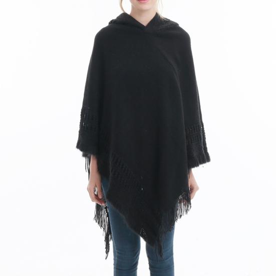 Women Cape Coat Solid Color Tassels Shawl Wrap Sweater Bohemian Style Spring Shawl Coat for Dating