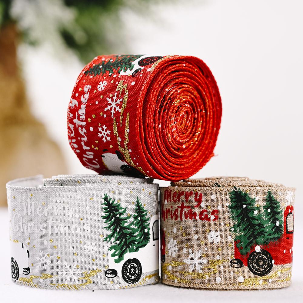 Christmas Car Fashionable Decoration Ribbon Set In Cozy Gray And Bright Red For Celebrations