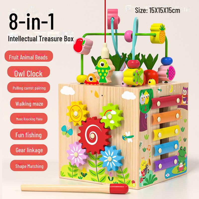 Children's Large Wooden Educational Bead Box: Multifunctional Toy for Early Intelligence Development