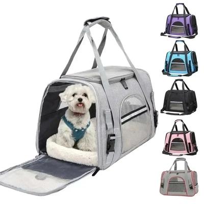Hundetragetasche mit dickem Baumwollkissen, Haustier-Flugrucksack, Anti-Erstickungsschutz, tragbare Reisetasche, Haustier-Hundetasche, Netzstoff für den Außenbereich