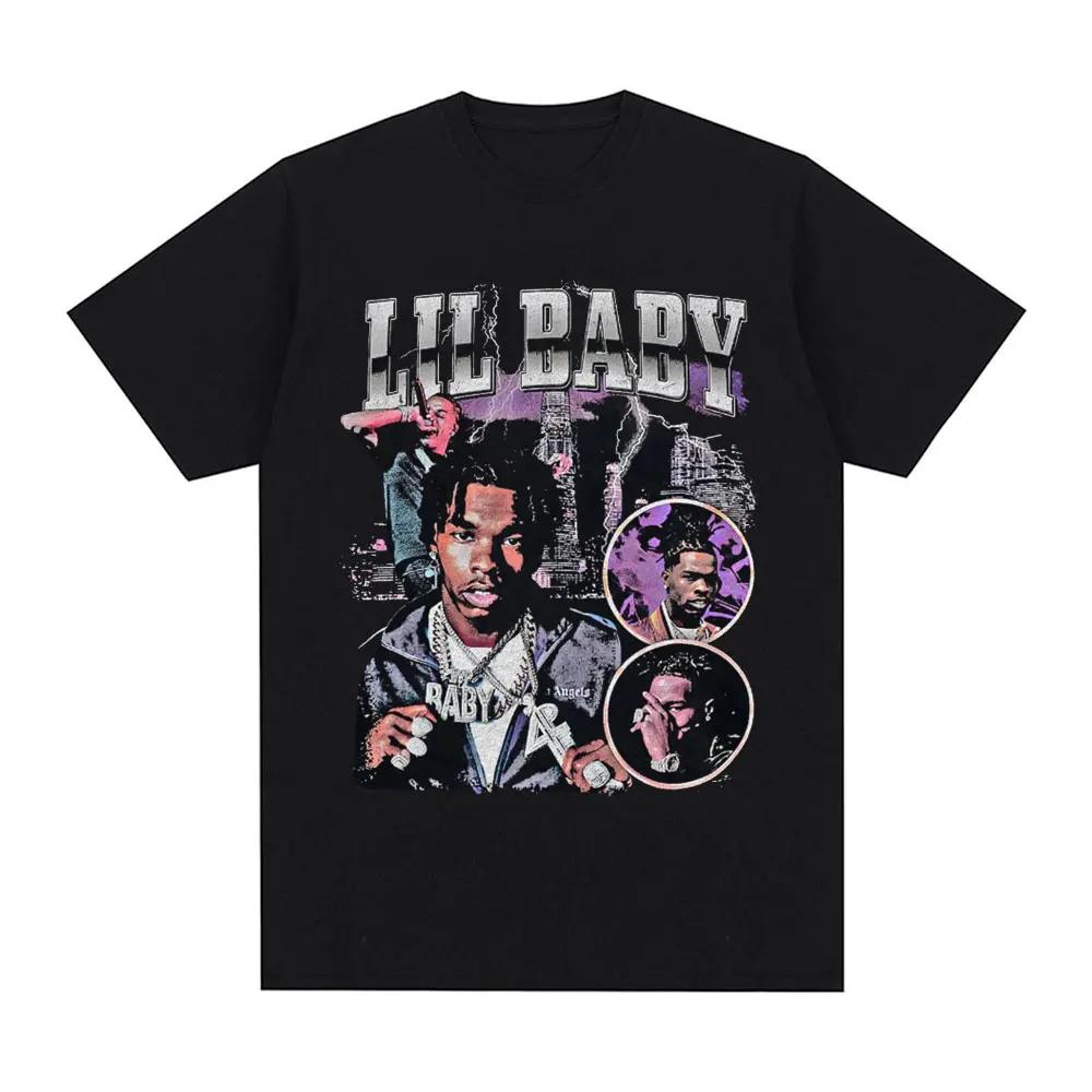 Hip Hop Rapper Lil Baby T-shirt Vintage Graphic Print Oversized T-shirts Fashion Aesthetic Short Sleeve T Shirts Streetwear Unisex