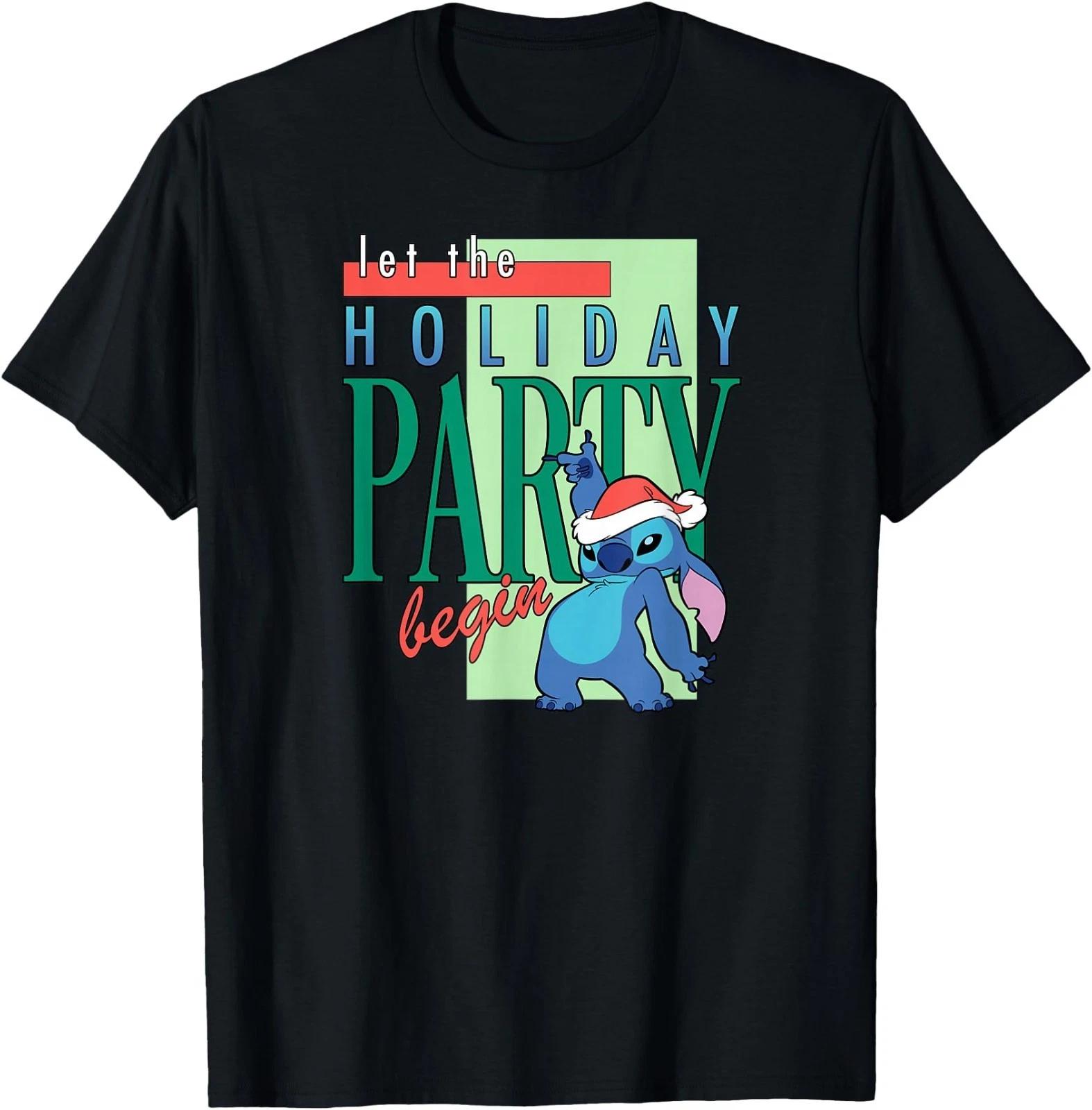 Amazon Essentials Stitch Santa Let The Holiday Party Begin T-Shirt M