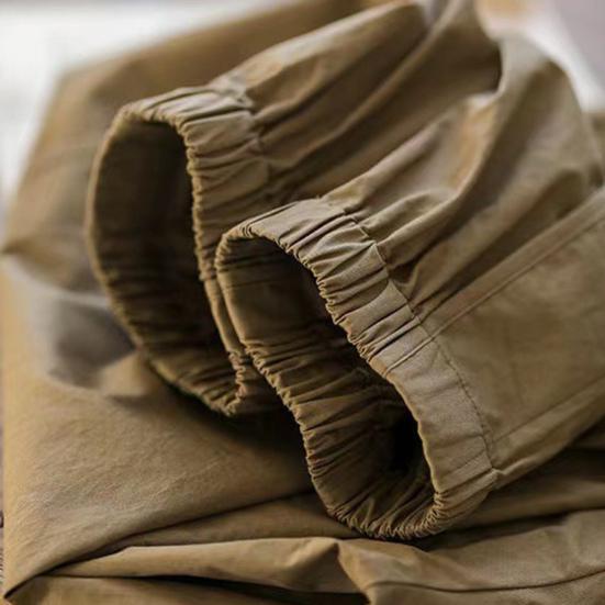 Lady Harem Pants Loose Elastic Waist Solid Color Drawstring Pockets Streetwear Deep Crotch Ankle Banded Aesthetic Lady Cargo Trousers Women Clothing