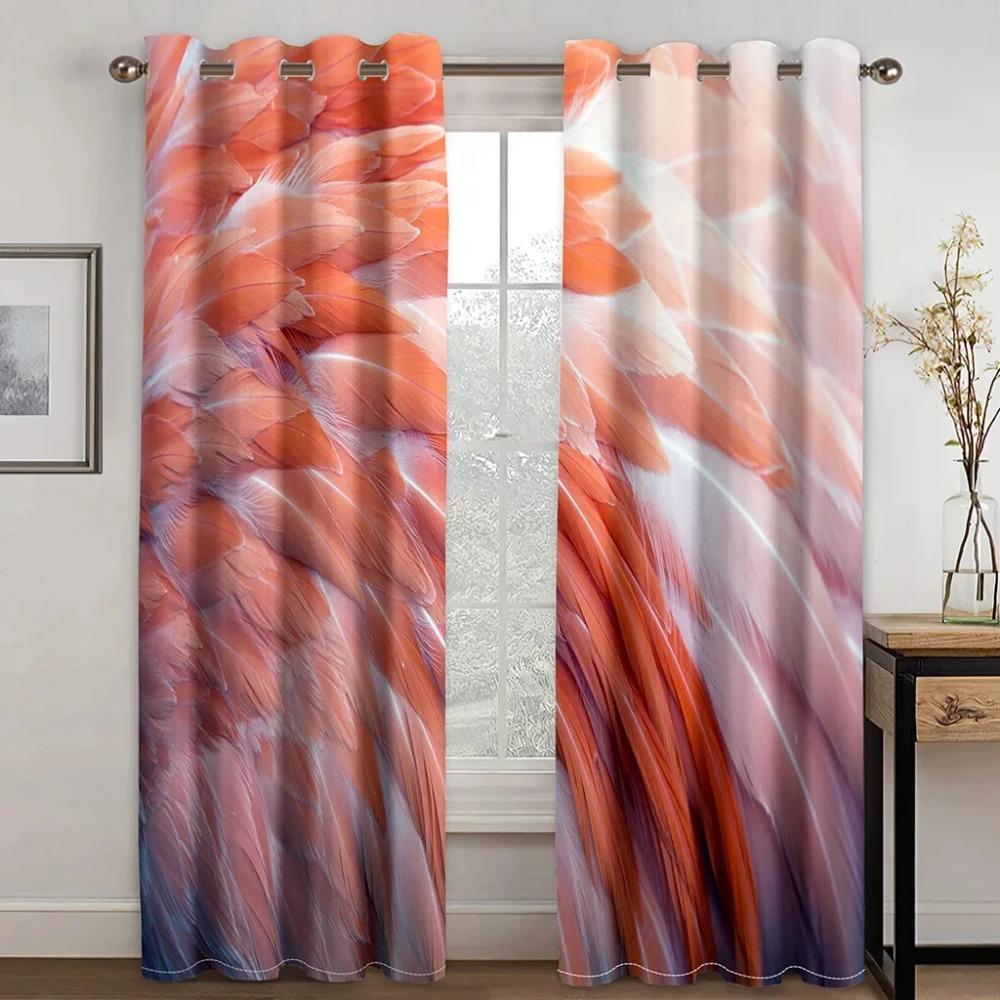 High Quality Flamingo Beach Sea Print Thick Blackout Curtain Pink Animal for Living Room Window High Shading Curtains New Drape