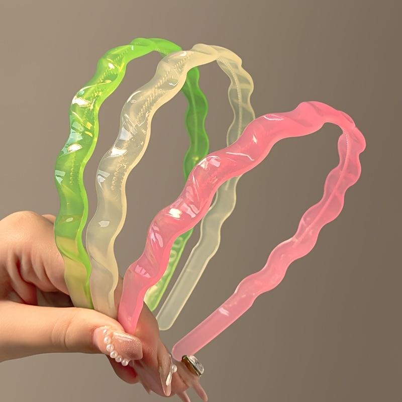 Hairband in Jelly Color Face Washing Hair Pressing Teeth Waves Anti-slip Headband Women's Outing, Versatile Hair Clip, Temperament Headwear