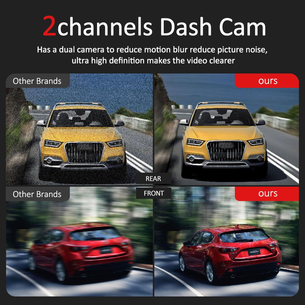 4K Dual Lens Dash Cam, Front and Rear Recording, Super Wide Angle, Night Vision, WiFi, GPS
