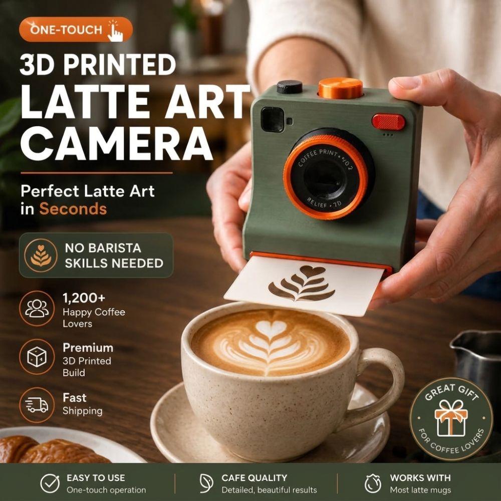 Vintage Look DIY Latte Art Camera Tool Funny Coffee Powder Print Camera Coffee Lovers