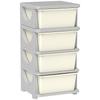 Children's Toy Organizer, 4 Drawers, 4 Tiers, Plastic Boxes, 37 x 37 x 76 cm, Cream
