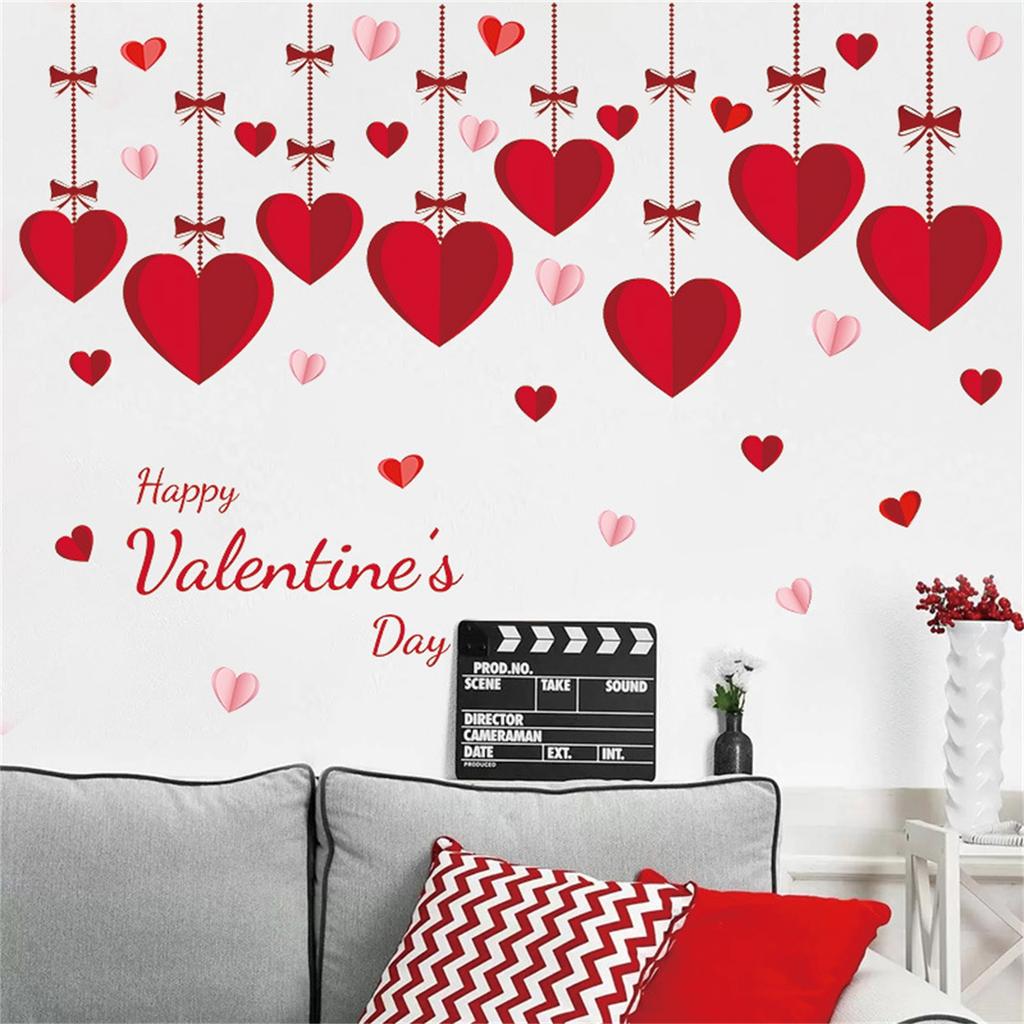 Valentine's Day Decorative Heart Wall Sticker, Wall Decal, Festive Window Decal, For Parties, Red Color, Love,