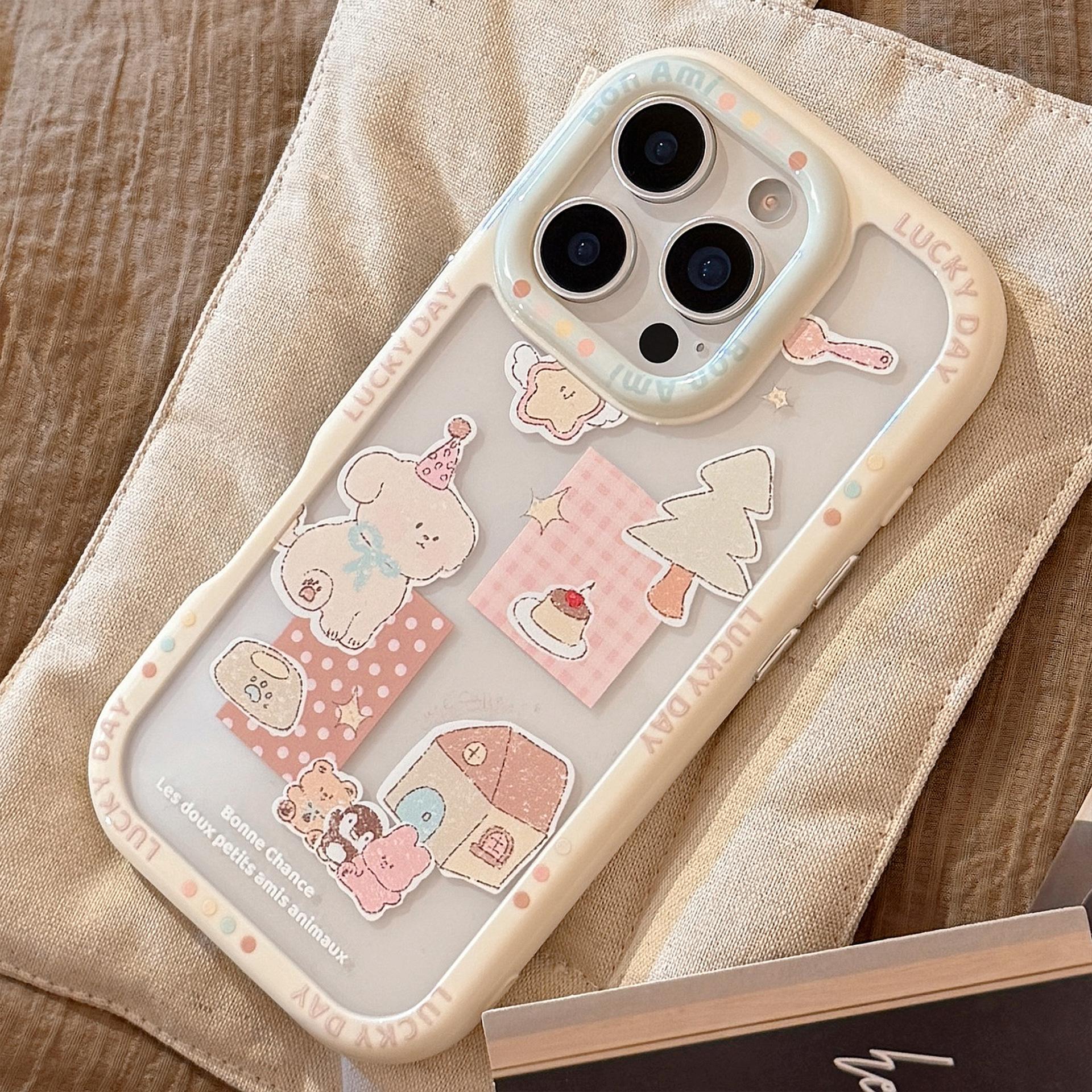 

Корейский щенок Подходит для чехла для мобильного телефона IPhone16 IPhone13 Акриловый 14 Apple 1511 Мультяшный Твердый 12pro max(6.7)