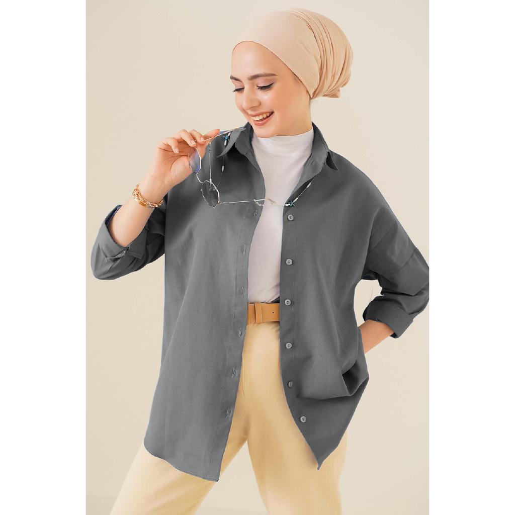 103901 Übergroßes Basic Hijab-Shirt - Creme