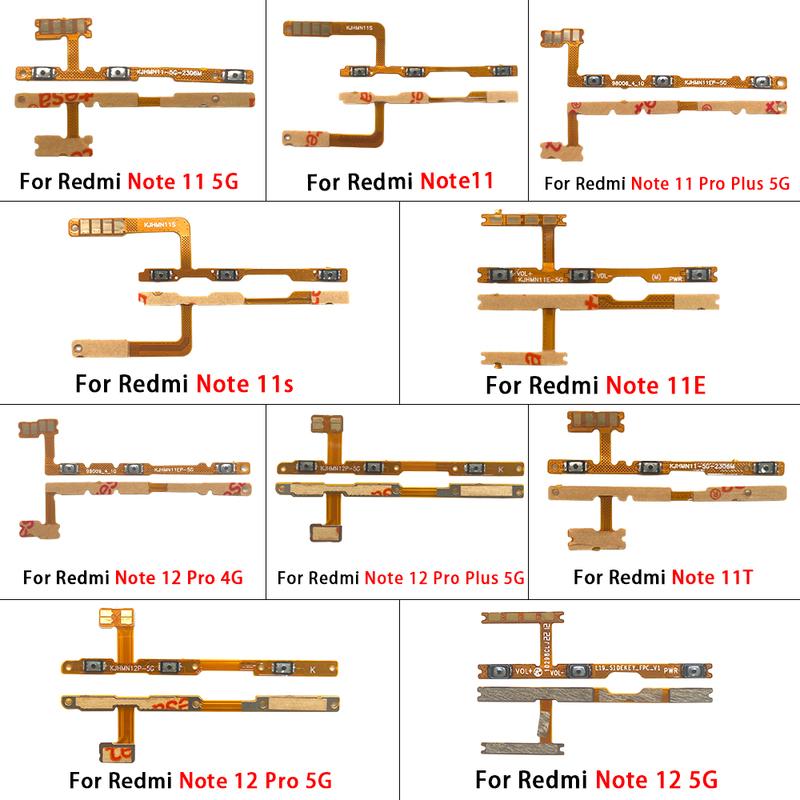 Power On Off Button Volume Key Switch Flex Cable For Xiaomi Redmi Note 10 10s 11 11s 11E 11T 12 12s 12 13 Pro Plus 4G 5G