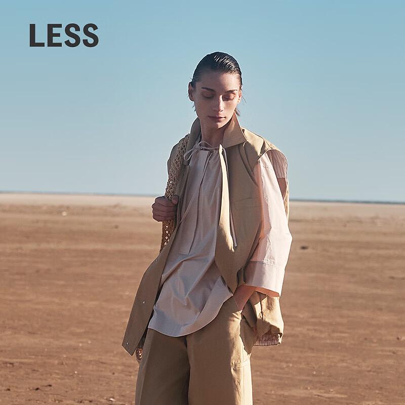 LESS 2025 Summer Loose Tie-Neck Long Shirt S