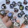Vintage Punk Finger Watch Mini Elastic Strap Alloy Watches Couple Rings Jewelry Clock Retro Roman Quartz Watch Rings Women Men