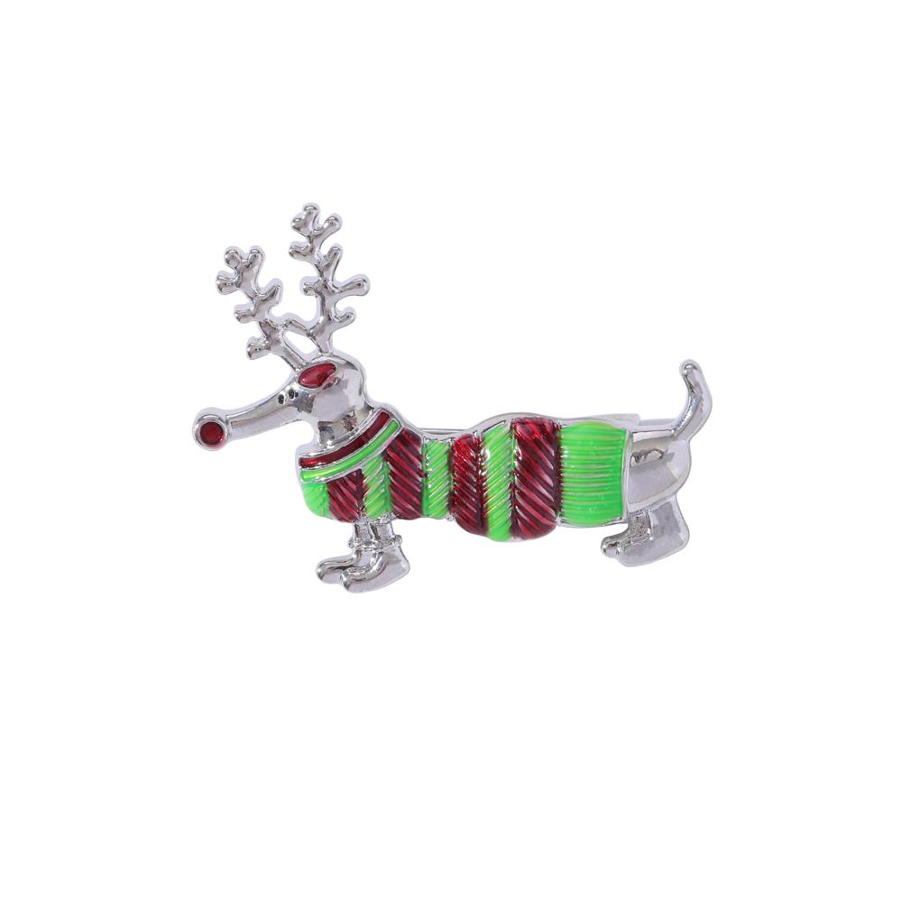 Funny Christmas Dachshund Shaped Brooches David s Deer Horn Clip Pins Happy Xmas Holiday Badge Gift