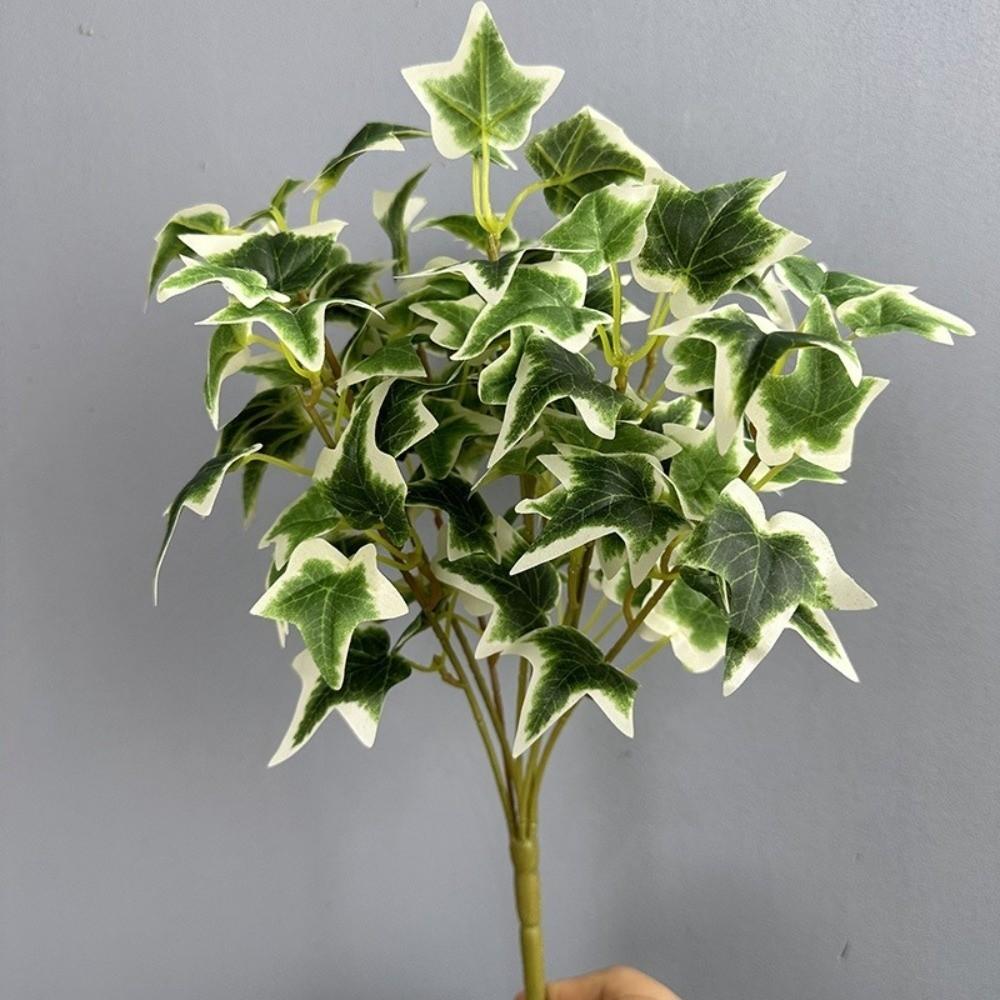 8 Heads Artificial Green Plant Real Touch Lifelike Simulation Greenery Handmade No Watering Faux Plants Wedding Party Decor