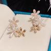 Trend Unique Design Elegant Delicate Zircon Pearl Flower Earrings Women Jewelry Wedding Party Gifts