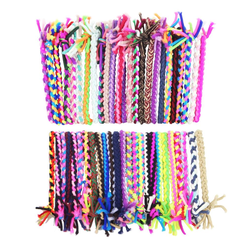 100PCS Color Hand Woven Knotted Rubber Band Hair Ties for Woman Girls Twists Braid Rope Headdress Hair Accessories Set