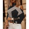 Women's Fashion Casual Spring Autumn Plaid Print Long Sleeve Oblique Collar Blouses & Shirts