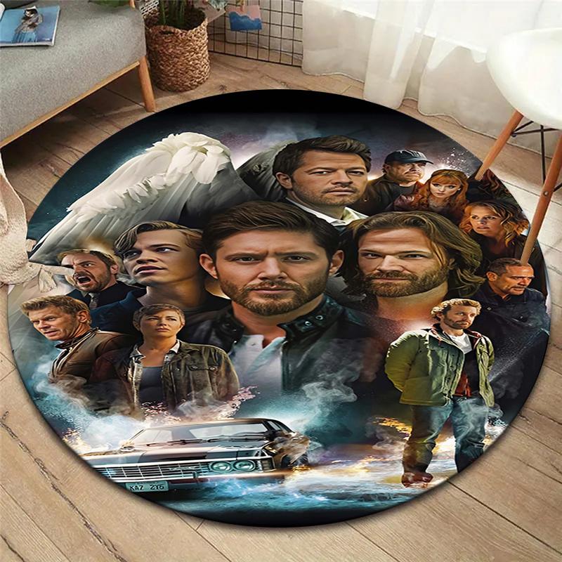 Supernatural Round Area Rug,Carpet Rug for Living Room Bedroom Sofa Playroom Decor,Non-slip Floor Mat