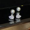 Zircon little swan pearl stud earrings personalized design simple earrings high sense light luxury fashion temperament earrings