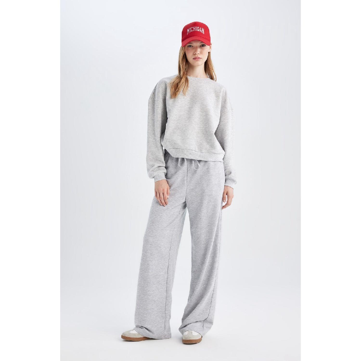 

Straight Fit Long Wide Leg Sweatpants D6667ax24wn S сірий колір