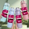 1PC Shiny Red Lips Lip Art Print 750ml Color Plastic Sports Water Bottle Leakproof Flip Straw Lid Suitable for Sports Office Home Use