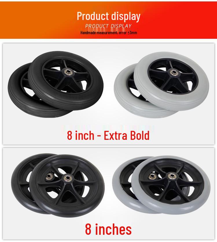 Universal Rollstuhl-Vorderradsatz Vollgummi mit Lagern & Schrauben in 6, 7, 8 Zoll