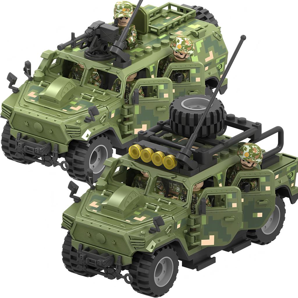 Military Model SWAT Armored Vehicle Car Weapons Army Soldier Police Gangster Machine Gun Building Blocks Figure Brick Toys