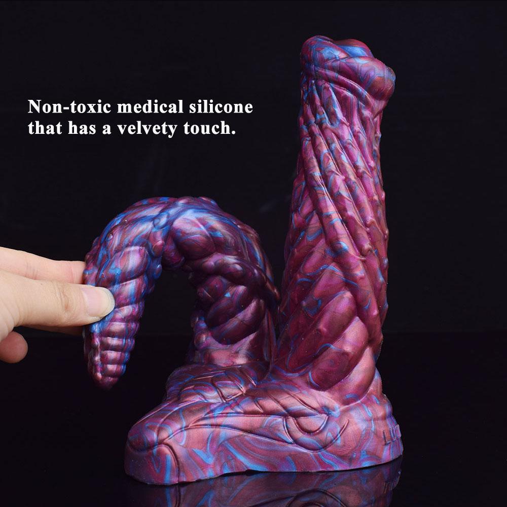 Weiblicher Doppeldildo, Vagina und Anus, gefüllt mit speziell geformten Hörnern, Masturbationsgerät, Sexspielzeug für Erwachsene, gleichzeitig