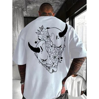 T-shirt Girocollo in Puro Cotone con Stampa Creativa Fronte e Retro, Taglia Europea, Manica Corta Estiva alla Moda, Essenziale per Stile Casual Quotidiano e Uscite