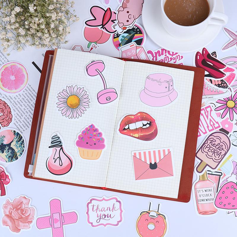 50 ცალი მულტფილმი ვარდისფერი გოგონების სტიკერები წვრილმანი ჩემოდანი ლეპტოპ გიტარა ველოსიპედის მანქანის ტრიალებს