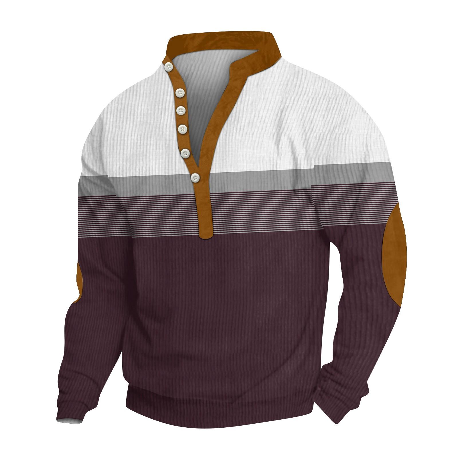 

Мужской вельветовый кардиган с длинными рукавами и шестью пуговицами XL винный