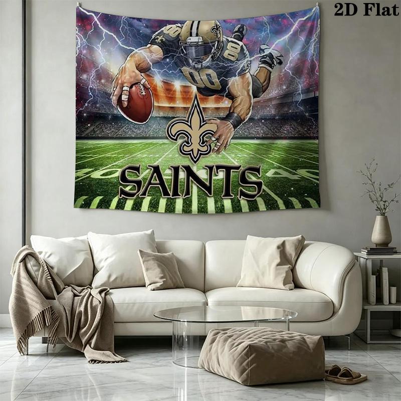 New Orleans Saints Logo Wall Tapestry Aesthetic Wall Hanging Printed Fabric Blanket Decorative Tapestries for Bedroom Living Room Home Decor