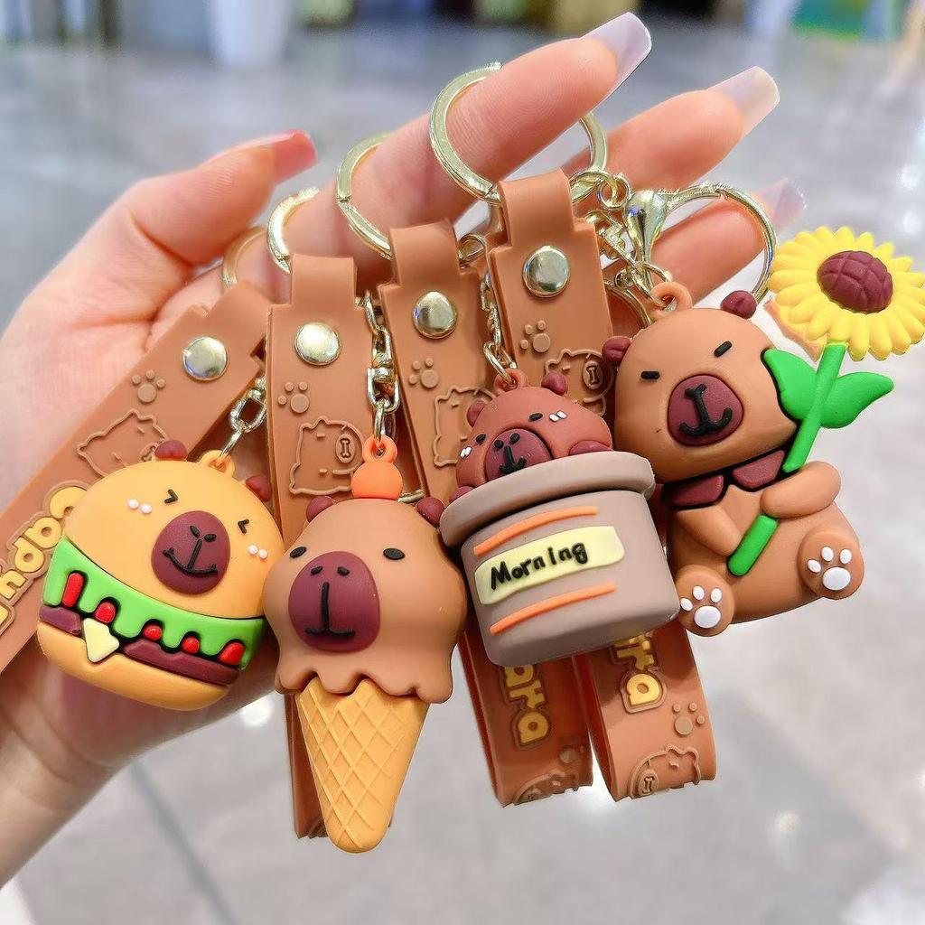 Cartoon Capybara Keychain: Cute Backpack Pendant and Hanging Doll Gift