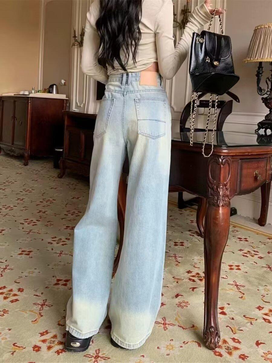 

Женские джинсы с высокой посадкой, широкими штанинами до пола, 2024 Extra Large