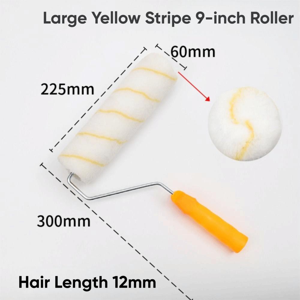 1Set/11PCS 4-12 Inch Roller Brush Long-Haired 360° Rotation Paint Roller Kit Replaceable Brush Head Polyester Blend
