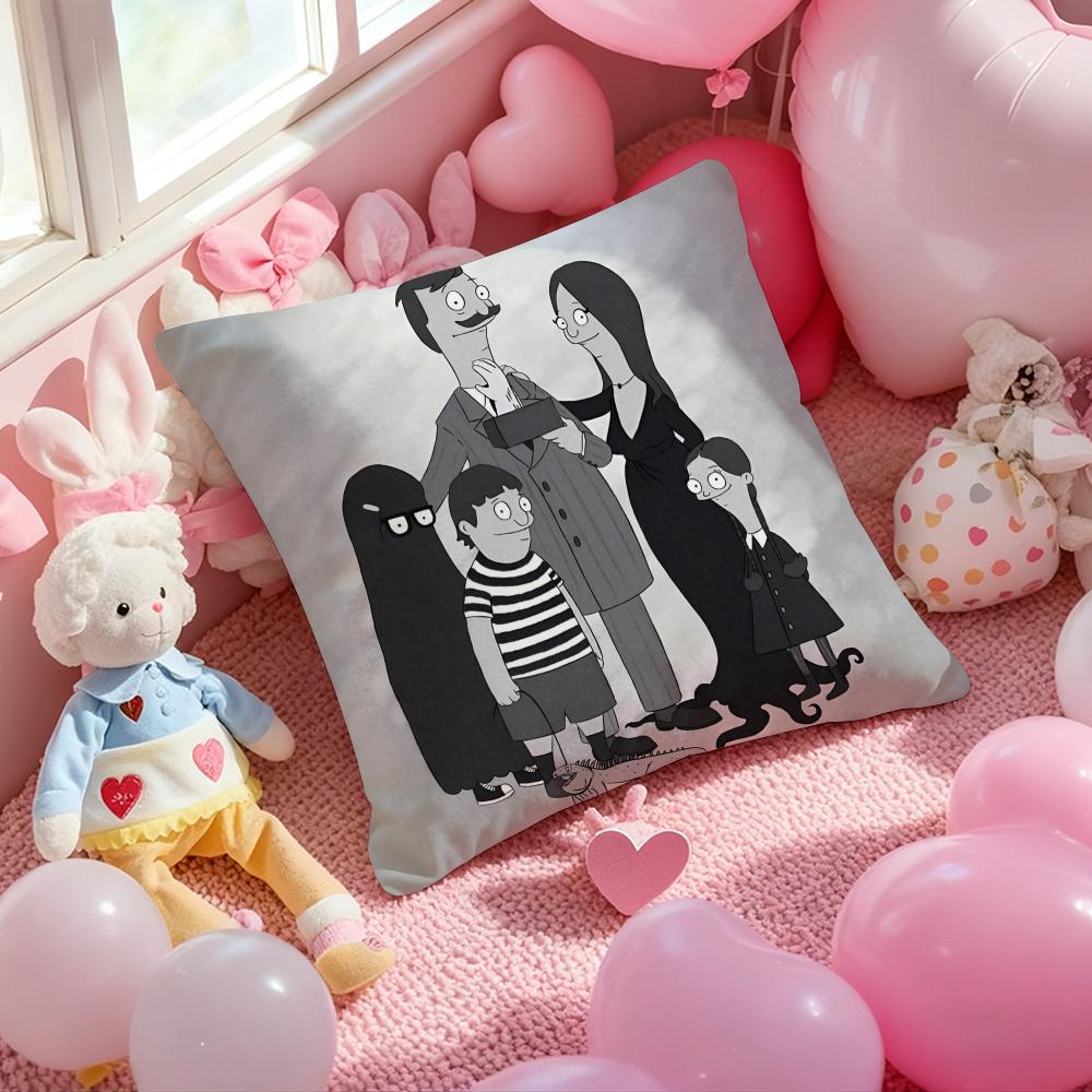 Bobs Burgers Anime Cushion Cover Pattern Printed Pillowcase for Living Room Sofa Cushion Cover & Bedroom Decor 12x12Inch