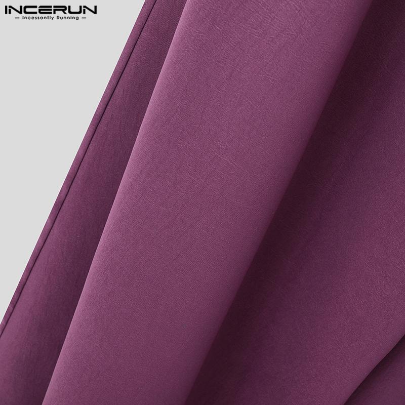 INCERUN Men Front Cross Warp Ruffled Layers Zipper Waist Long Loose Casual Trousers Pants