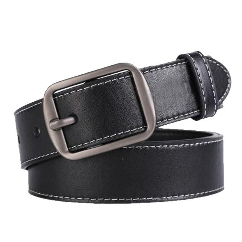 

Женский модный кожаный ремень с пряжкой из сплава - Универсальный пояс для джинсов в черном и коричневом цветах 100 cm чёрный