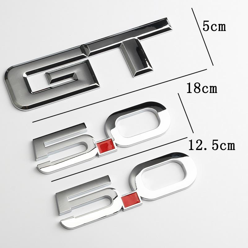 3 Pcs Metal Badge GT 5.0 Emblem Decal Car Sticker for All Models Decoration Toyota Mercedes Amg Ford Mustang GT 5.0 Accessories