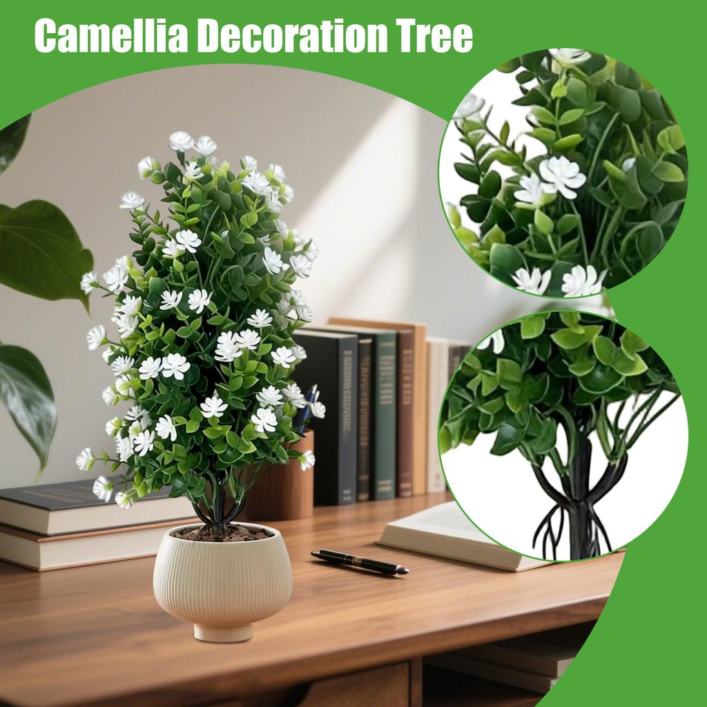 2pc 45cm Camellia Decoration  Tree Home DIY Handmade Atmosphere Scene Decoration Floor Insert